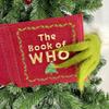Green Elf Reading Book Christmas Tree Topper Plush Elf Head Arm Treetop Ornament for Farmhouse Holiday Party Tree Decor