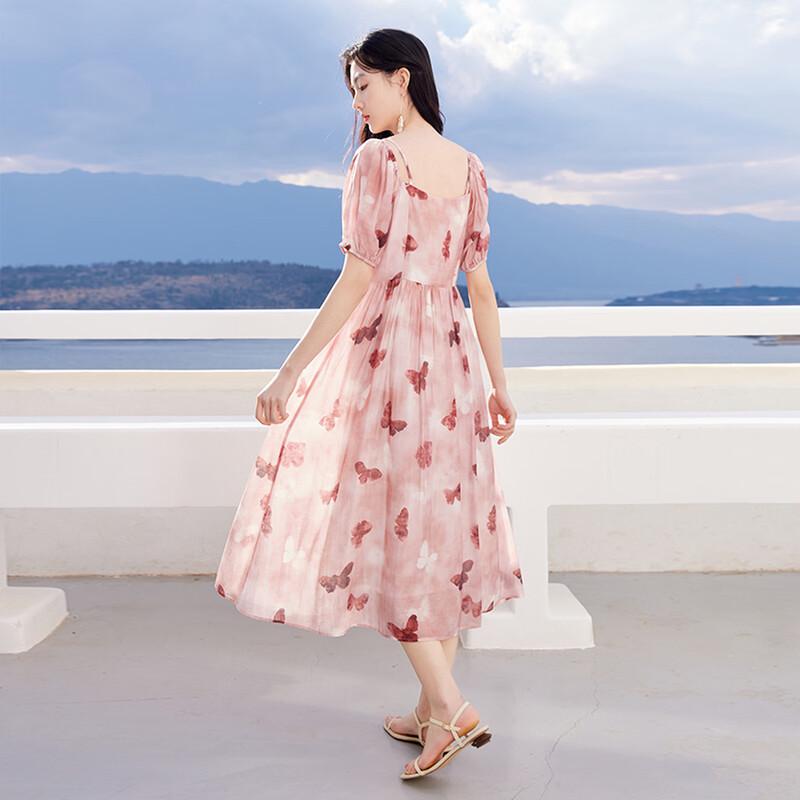 Xiangying Floral V-Neck Midi Dress