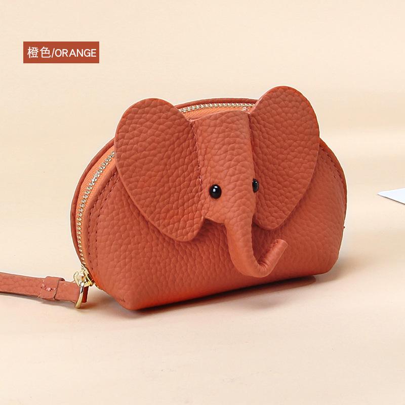 Creative style cute baby elephant zipper small wallet female fresh small leather coin change bag
