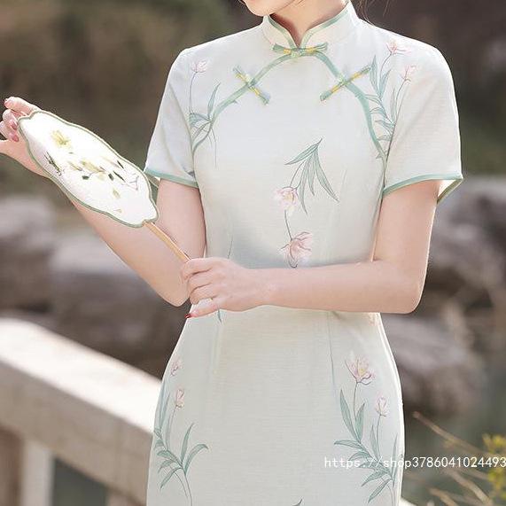 2024 Elegant Slim Fit Summer Cheongsam: Skin-Friendly, Long Length, Youthful Style