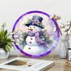 Aluminum Metal Sign Purple Snowman Wreath Winter Wall Decor