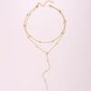 Gold Color Double Layered Long Tassel Chain Necklaces for Women Simple Metal Geometric Bead Choker Necklace Fashion Jewelry
