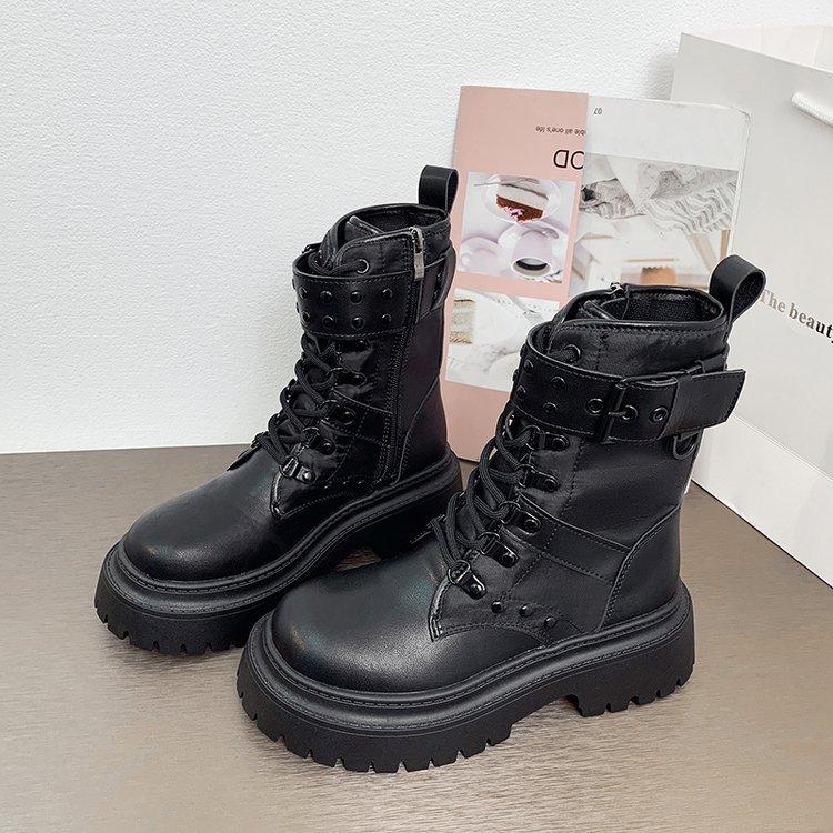 

Ретро черные ботинки женские короткие ботинки Willow Nail крутые рабочие ботинки модные и удобные 40 чёрный