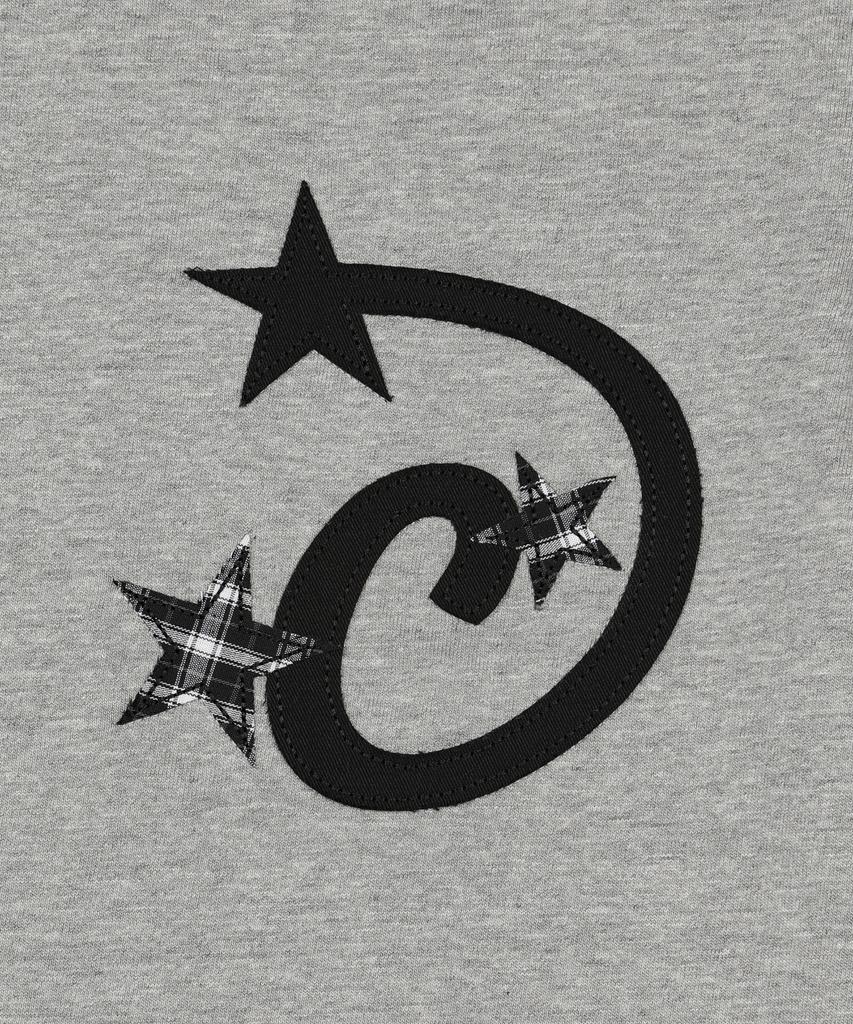 Lujeoseukeulleob Star Applique Crop Ringer T-Shirt Gray