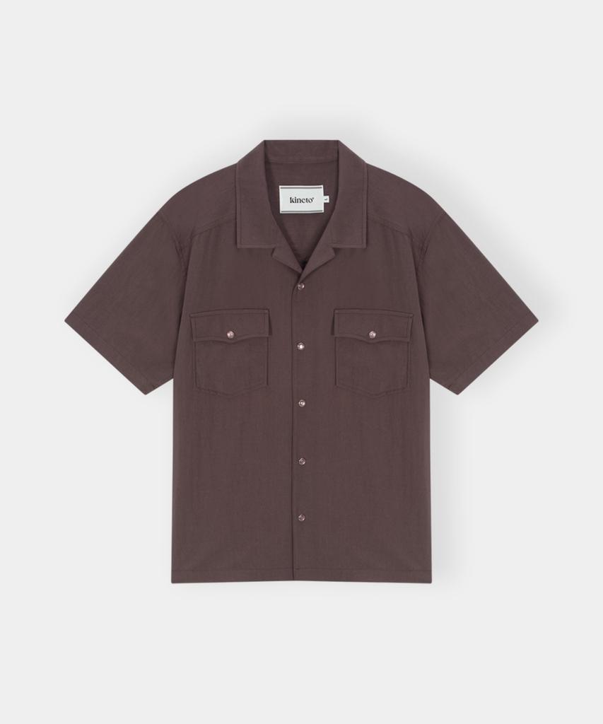 KINETO Eclat Snap Open Collar Shirt_Plum