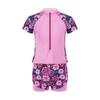 Front Zipper Closure Short Sleeves Stand Collar Tops + Elastic Waistband Shorts Floral Print Quickly Dry Swimwear 2Pcs Sets