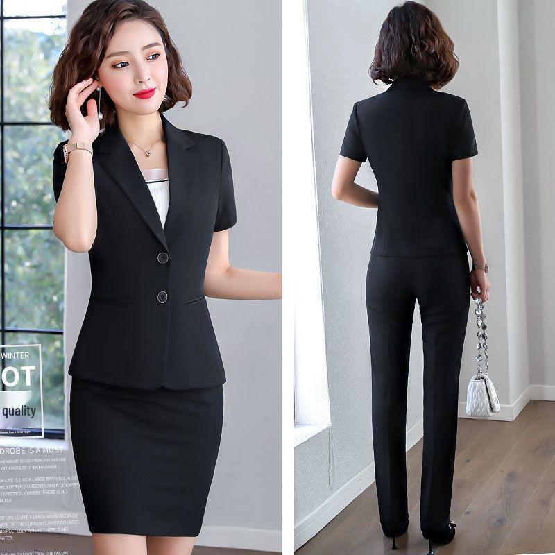 Elegant Women's Summer Suit Set - Professional, Short-Sleeved Front Desk Uniform, Thin Style