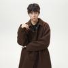 Men's Mid-Length Wool Coat - Dragon & Phoenix Design, Autumn/Winter Korean Style, Thick Windbreaker, Loose Fit, Trendy Brand Lapel Jacket.