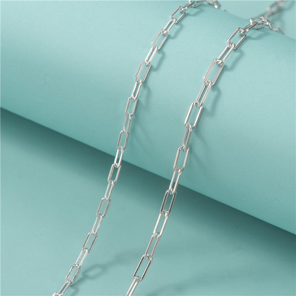 925 Sterling Silver Stylish Exquisite Cut Paper Clip Necklace Necklace Birthday Party Jewelry Gift