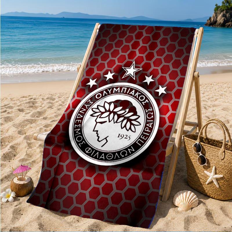 Olympiacos FC Wappen Emblem Strandtuch, Schnelltrocknend, Pflegeleicht, Geeignet für Fitness und Strandurlaub, Sport-Essential