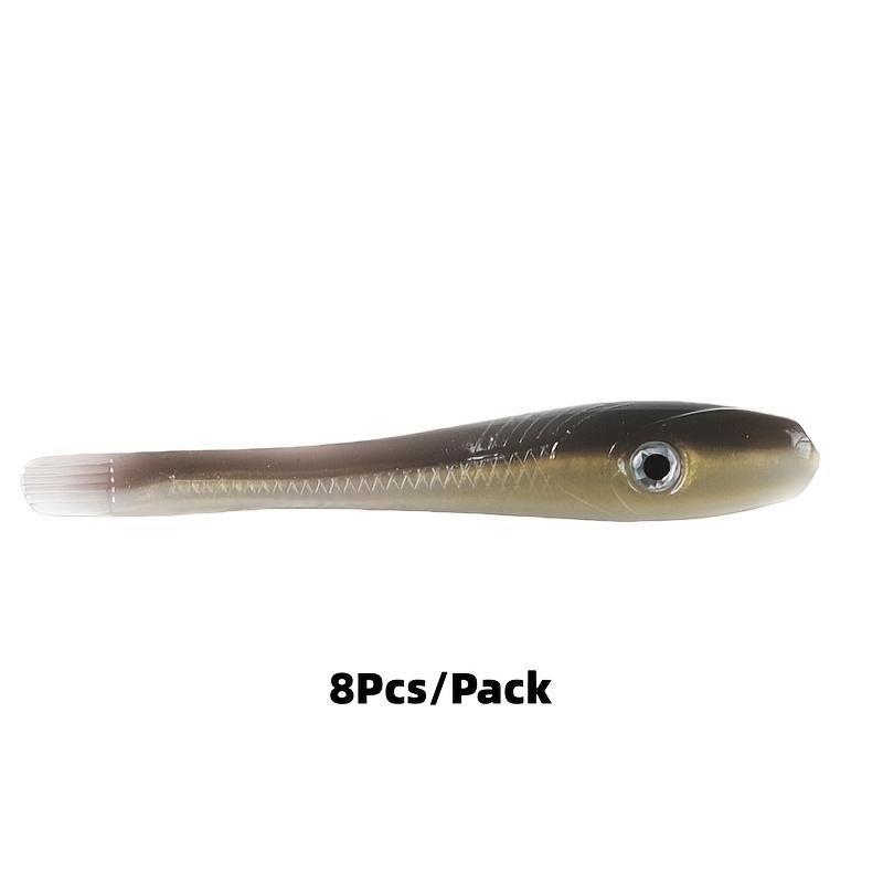 

3D Eyes Soft Plastic Fishing Lures with Salt Infusion & Fish Scent - 78mm 3.8g, 8pcs Pack - Freshwater & Saltwater Baits for Bass, Trout, Perch