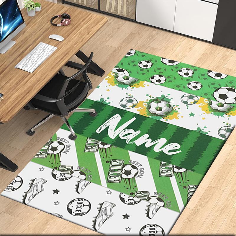 Benutzerdefinierter Fußball-Teppich mit Namen, für Bürostuhl, Wohnzimmer, Schlafzimmer, Küche, Dekor, Geschenke.
