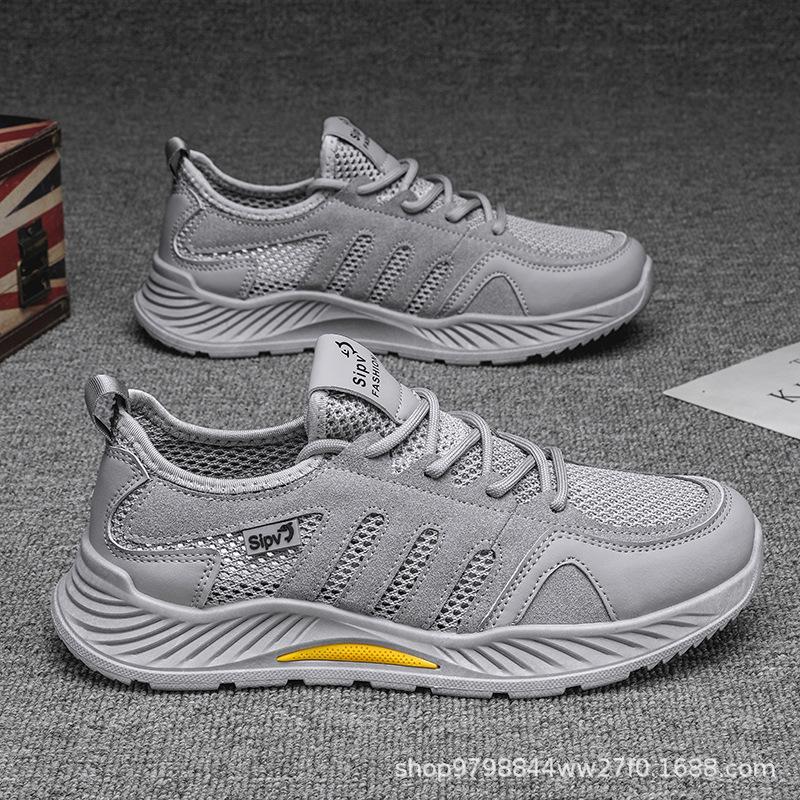 

Чоловіче взуття 2025 літо нове чоловіче ретро спортивне модне взуття на товстій підошві зносостійке сітчасте дихаюче універсальне взуття для охорони праці чоловіче 44 сірий колір