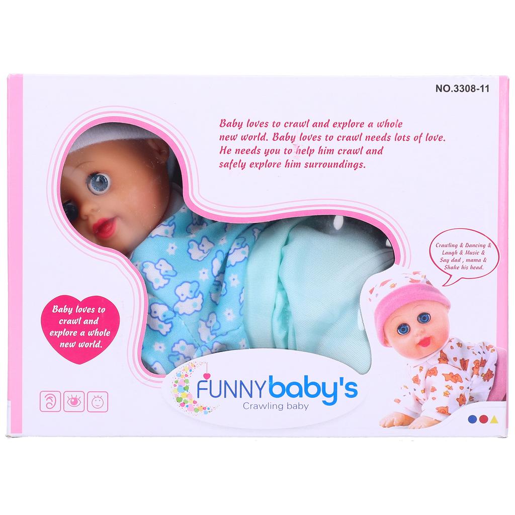 Boneca de bebê fofa realista elétrica inteligente rindo engatinhando simulação brinquedo infantil(Garon 10 pol S )