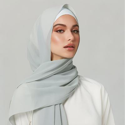 Damen einfarbiger Perlen-Chiffon-Bubbleschal, langer Seiden-Kopfschal, 70x180cm, nahöstlicher Stil