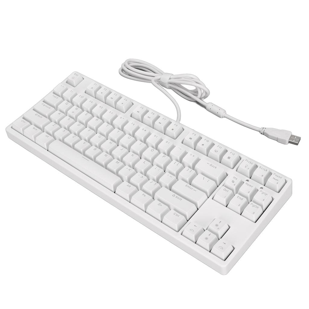 Mechanical Keyboard 87 Keys Blue Switch Monochromatic White Light Various Lighting Modes Wired