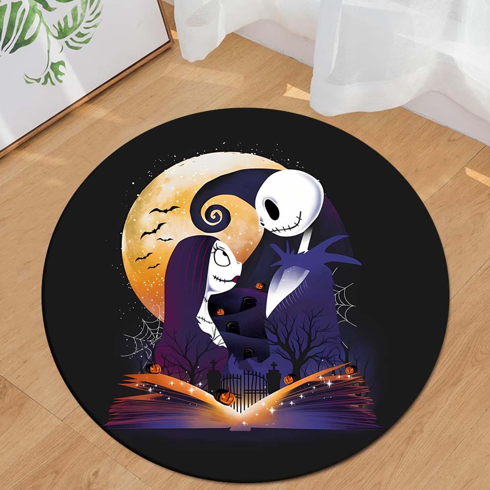 

1pc The Nightmare Before Christmas Round Area Rug , Playroom Bedroom Living Room Indoor Decor Rug , Perfect for Leisure Areas , Bedside , Cl 80cm/31.5in