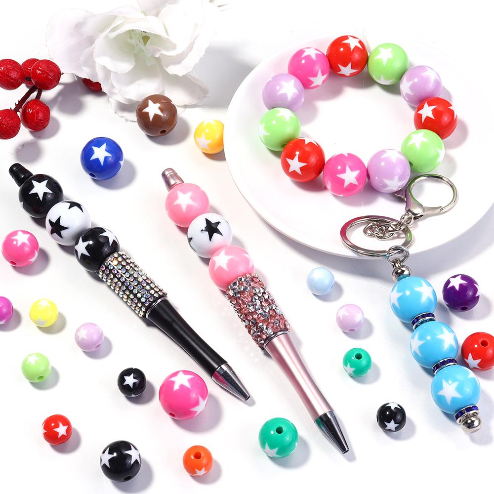 10-20pcs/lot 12 16 20mm Acrylic Beads Double Color Star Round Beads Loose Spacer Beads For Jewelry Making DIY Bracelet Necklace