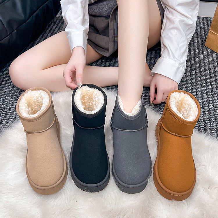 Women's Large Size Soft Sole Winter Warm Fur Snow Boots Padded Lined Ankle Boots Anti-slip Hiking Casual Sports Cotton Boots
