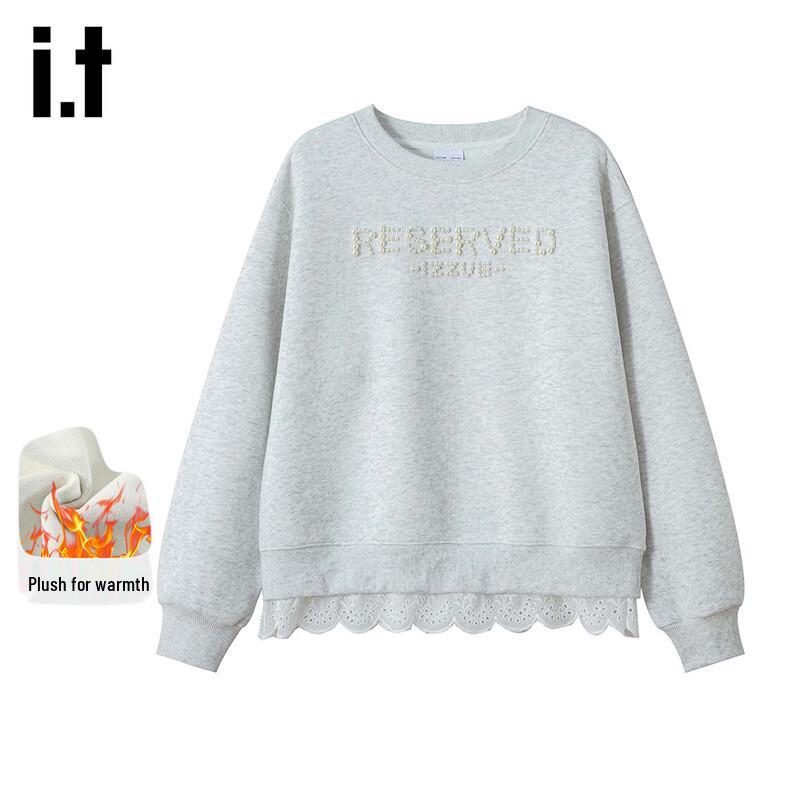 izzue it Women s Fleece-Lined Pearl Letter Sweatshirt M