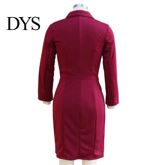 Waist Dress Women's Fall Long Sleeve Bodycon Work Lapel Button Comfortable Women Up Formal Midi Business Office Sheath Pencil