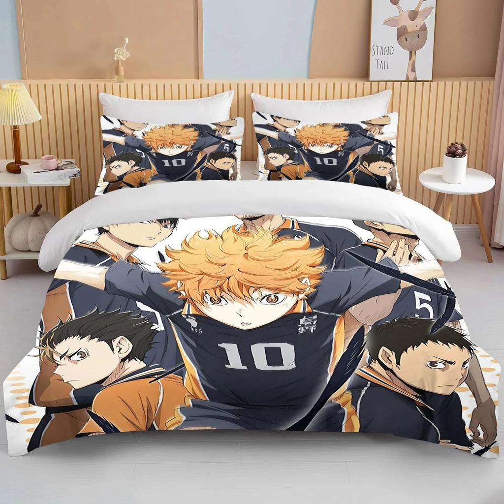 Neue 3D Haikyuu Bettwäschesets Cartoon Steppdecke Bettbezug Anime Bettdeckenbezug Kissenbezugsets Erwachsene Kinder Bettwäschesets Heimtextilien