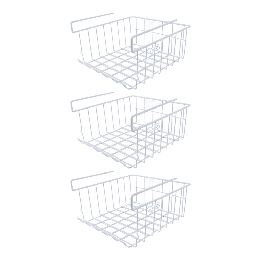3pcs Under Shelf Storage Basket Iron Space Saving Multifunctional Hanging Under Cabinet Organizer