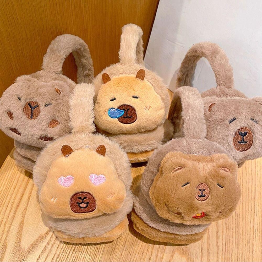 Cartoon Capybara Plush Earmuffs Windproof Cold-proof Ear Mask Animal Warm Earflaps  Winter Sport