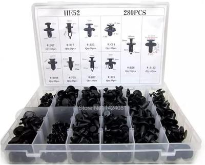 Deepa Push Rivet Clips, 10 Types, Set of 280, Toyota, Suzuki, Nissan, Clip, Subaru Car, Clip, Pin with Case