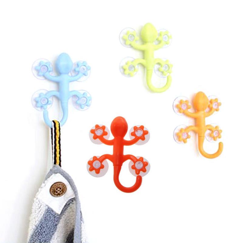Wandhaken Haken Gecko Haken mit 4 Saugnäpfen Super Saugkraft Cartoon Haken für Küche Badezimmer Wandhaken Dekoration