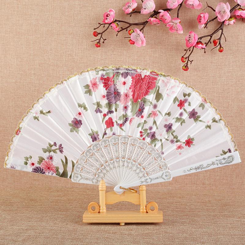 1Pc Flower Pattern Elegant & Luxurious Folding Fan Vintage Dance Fan Fashion Chinese Style Hand Held Stamping Design