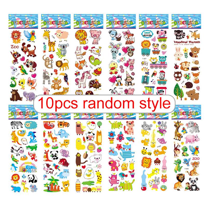 10sheets 3D Bubble Decorative Sticker Colorful Cartoon Cute Style Reusable Stickers for Birthday Christmas New Year Gift TMZ