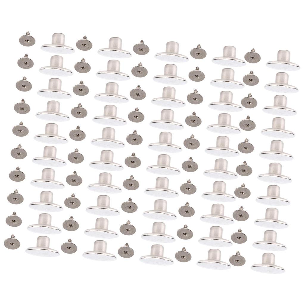 50 Set 17mm Pants Button Stainless Steel Silver Decorative Button with Tip Crossing Screw for