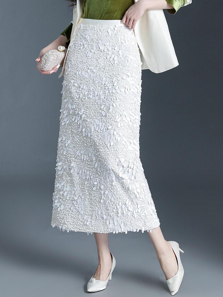Sequined High-Waisted Slit Pencil Skirt - Winter 2025 Collection