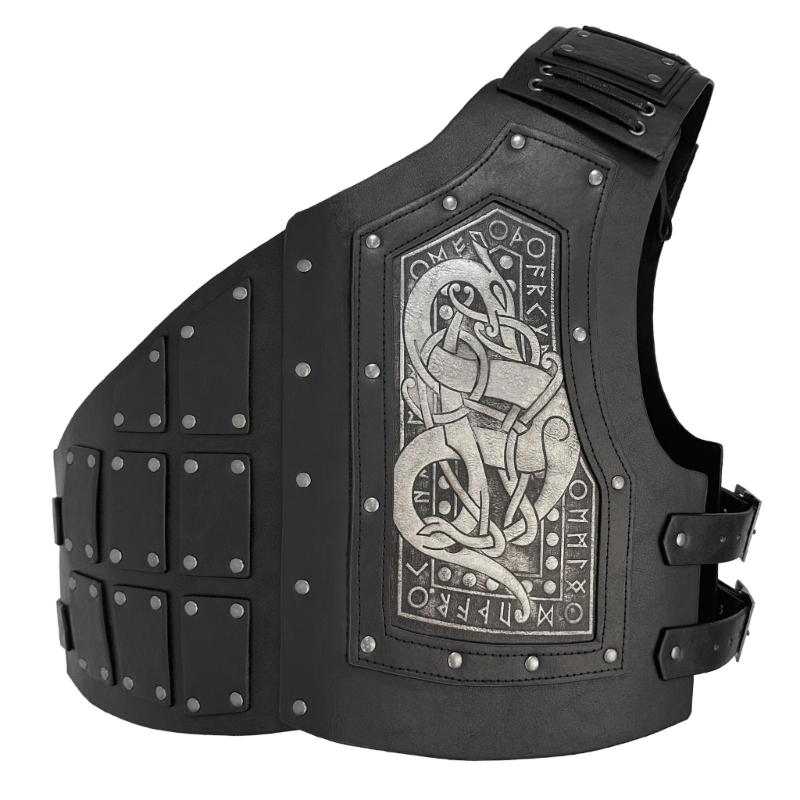 

Medieval Leather Single Pauldron Medieval Soldier Shoulder Guard Chest Guard LARP Costume for Men Halloween Cosplay чорний