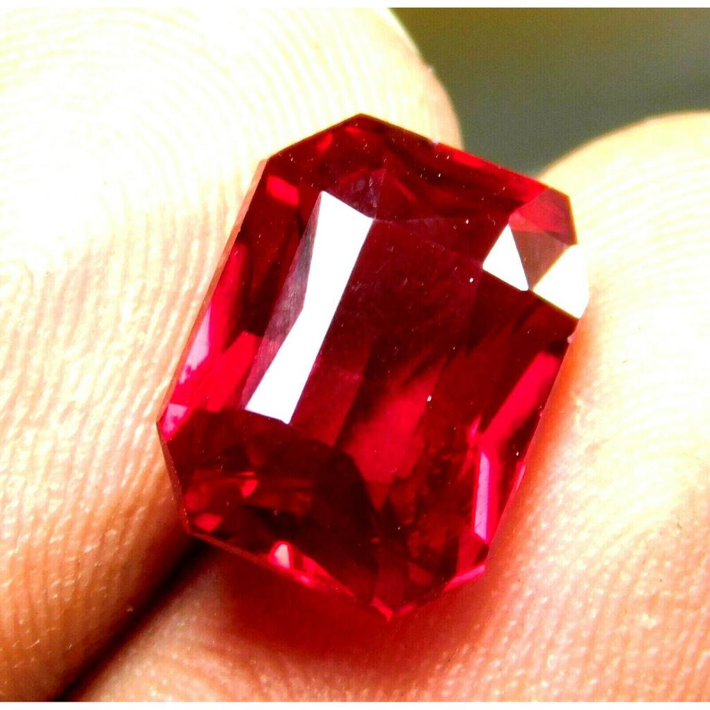 Natural Red Emerald Cut 8 Carat Ruby CERTIFIED Loose Gemstone Jwelery Making