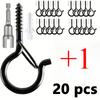 6-21PCS Hanger Hooks with Safety Buckle Windproof Screw Hooks Hanging Outdoor String Lights,Ceiling Hook Plants,Christmas Lights
