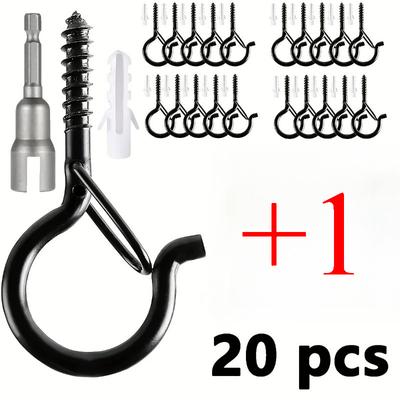 6-21 Stück Haken mit Sicherheitsverschluss, Winddichte Schraubhaken zum Aufhängen von Lichterketten im Freien, Deckenhaken für Pflanzen, Weihnachtsbeleuchtung
