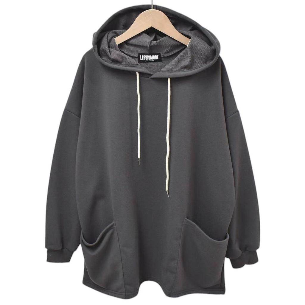 Dongdaemun Stylish Terry Hooded Sweatshirt with Double Pockets - Loose-Fit Casual for Plus Sizes Women.