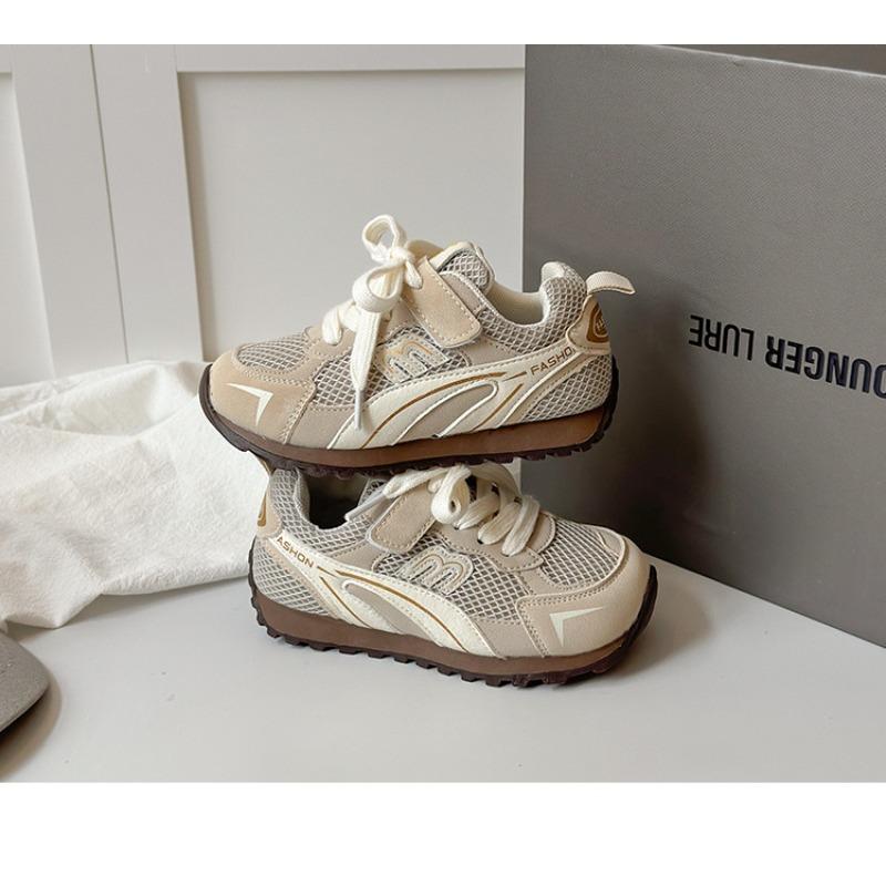 Kids Breathable Mesh Hook and Loop Color Block Sneakers 26