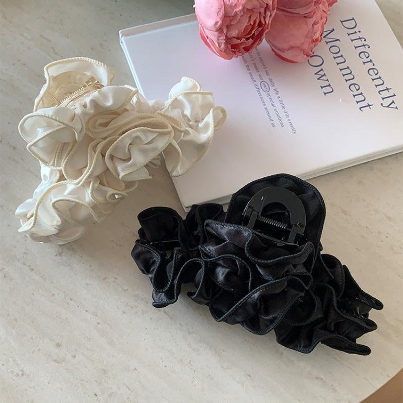 Retro Pleats Hair Clip For Women Solid Color Ponytail Holder Claw Headwear Fashion Hair Accessories