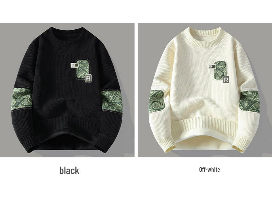 TBW9801 Velvet Warm Youthful Men's Round Neck Casual Hoodie