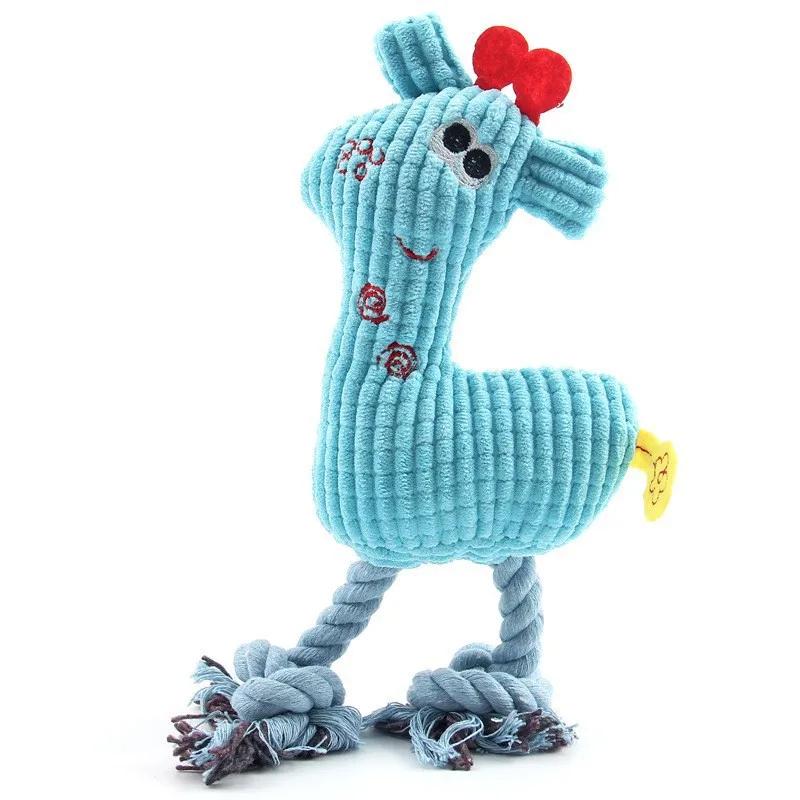 Pet Plush Toy Giraffe Shape Corduroy Dog Squeaky Toys Cotton Rope Puppy Cleaning Teeth Chew Toy Training Dog Accessories