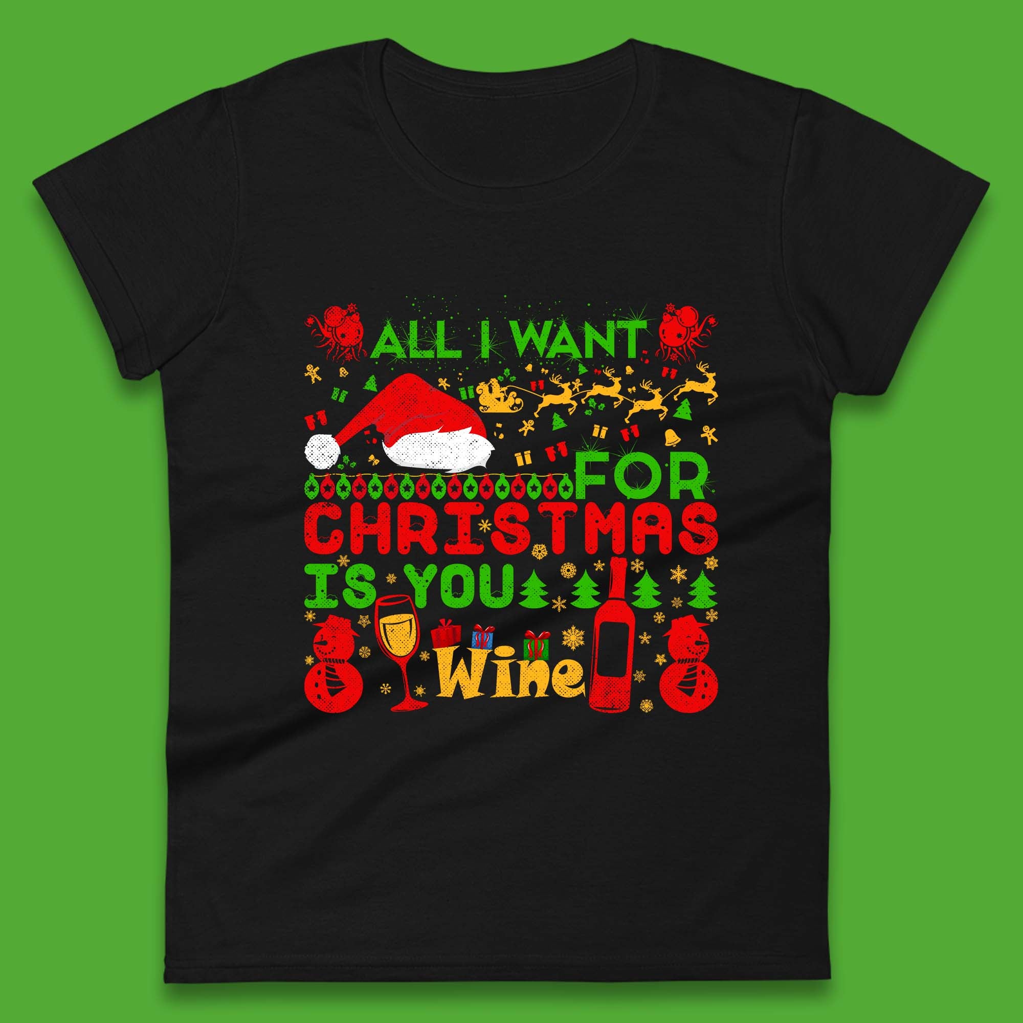 

All I Want For Christmas Is Wine Womens T Shirt Mens Tops Tees Unisex S