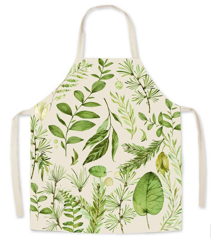 1 Stück Baumwolle Leinen Blattdruck Küchenschürze Abendessen Lätzchen Hauskochen Backschürze Reinigungszubehör Unisex