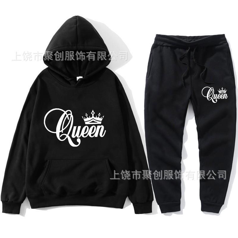 Mens Womens Hooded Sweatshirt Jogger Pants Set Casual Streetwear Outfit Sporty Loose Fit
