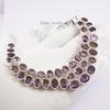 Natural Amethyst Necklace, Handmade Cluster Necklace, 925 Sterling Silver Necklace, Wedding Necklace, Oval Gemstone Statement Necklace