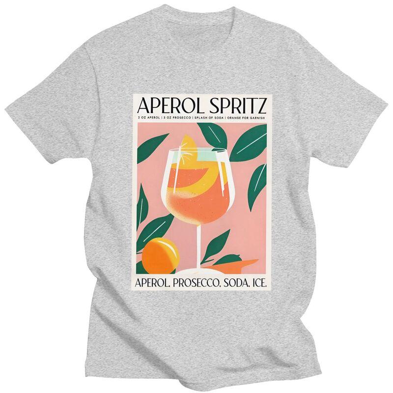Custom Vintage Cocktail Drink Orange Spritz Aperols T Shirt Men Short Sleeve Tshirts Casual Tee Pure Cotton Slim Fit Tshirt