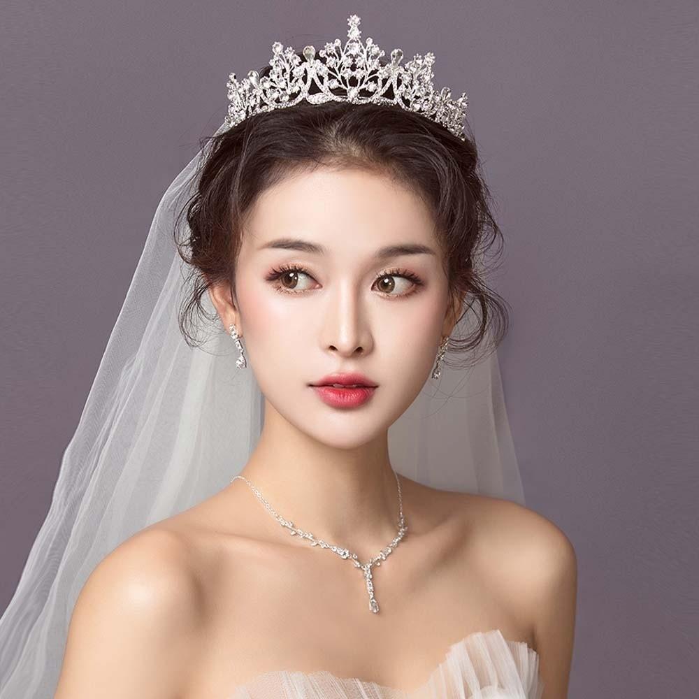 Shiny Silver Floral Crown Elegant Princess Rhinestone Tiara Crown Hair Accessory  Photography Props