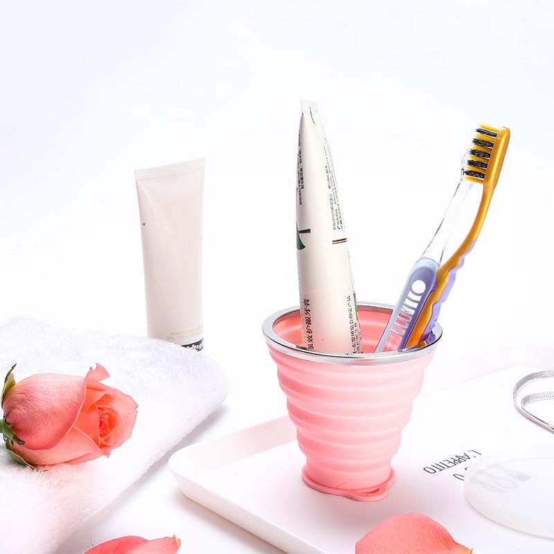 180ml Portable Silicone Retractable Folding Cup With Lid Telescopic Collapsible Drinking Cup Outdoor Travel Camping Water Cup